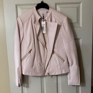 Calvin Klein Women's Light Pink Leather Jacket